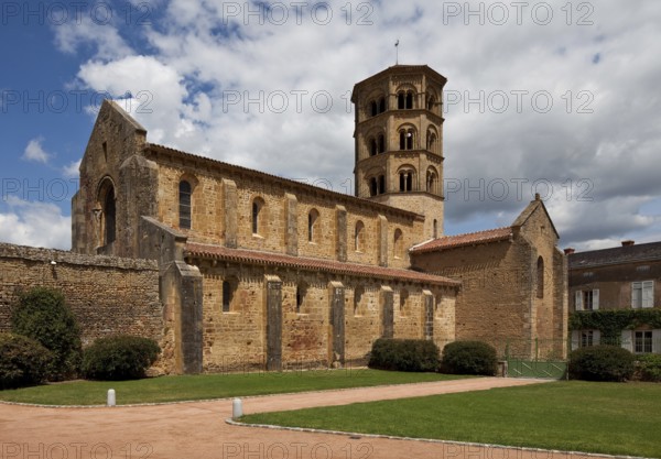 Anzy-le-Duc Burgundy priory church built 11-12 c. General view from south-west, St., Saint, Saint