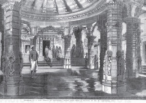 Temple Interior of Jain temple at Dailwarra or Dilwara, Mount Aboo or Mount Abu, Rajasthan, India, Asia