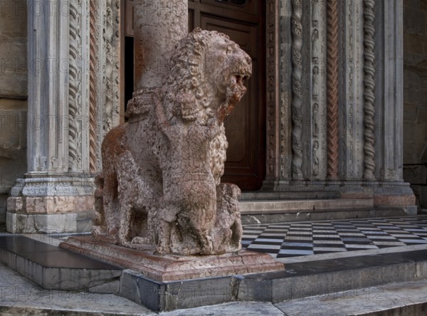 Italy Bergamo 89472 Santa Maria Maggiore north portal erected from 1353 left column lion