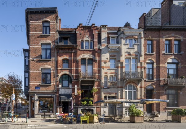 Brussels, Bruxelles, row of houses in the Ixelles/Elsene district