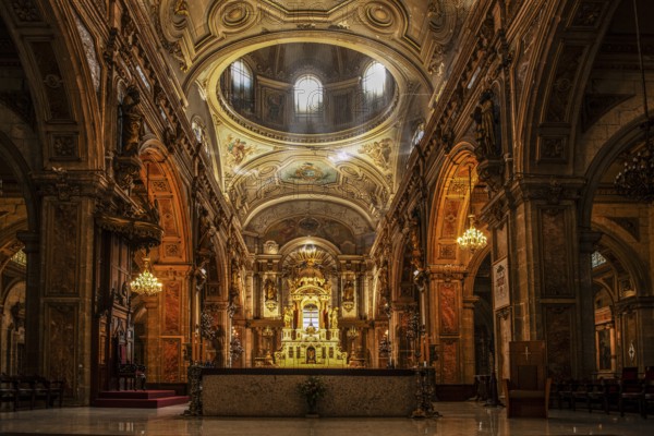 Dome of the cathedral, Plaza de Armas, Santiago de Chile, Chile, South America