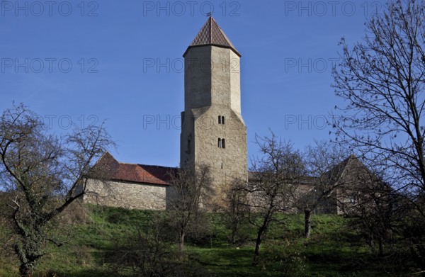 Noble castle begun at the beginning of the 12th century, later an Anhalt office and domain, partial view of the 13th century keep from the south-east, height 25 m