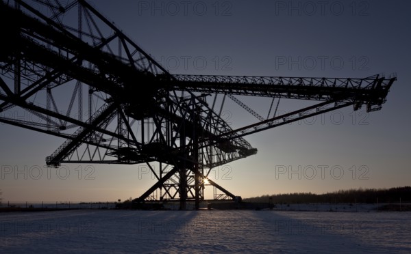 Overburden conveyor bridge F 60, length 502m, height 75m, built 1989-1991, today a visitor mine, general view from the north