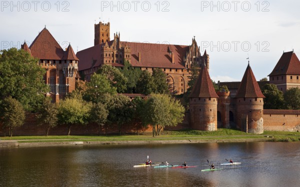 General view from the north-west across the Nogat, with boats