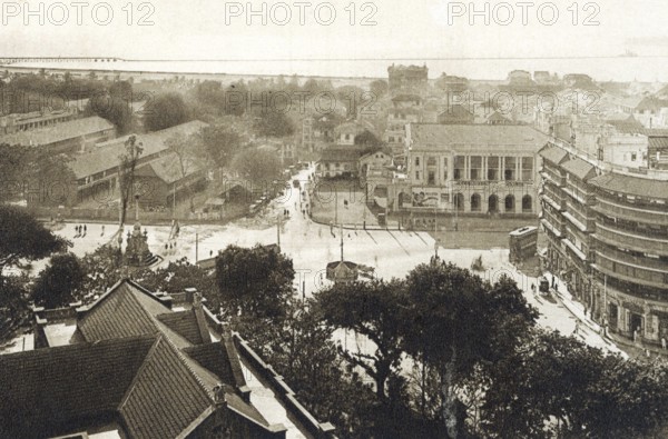 Old picture postcard, view from St Xavier school, Bombay Mumbai, Maharashtra, India, Asia