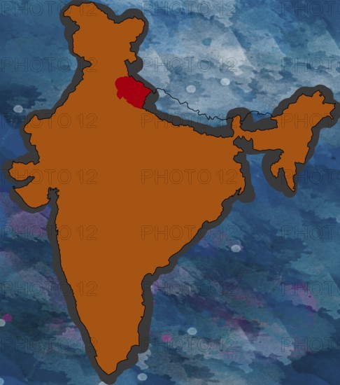 Illustration, uttrakhand location map, india, asia