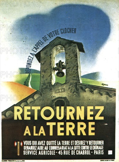 Aljanvic, Propaganda poster of the  Vichy Government calling for a return to the land
