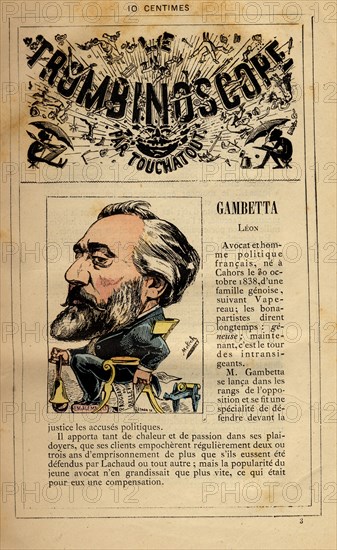 Caricature de Léon Gambetta, in : "Le Trombinoscope"