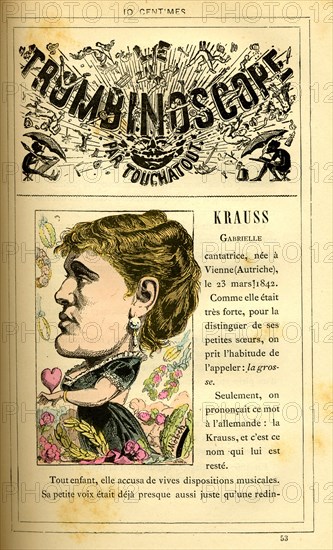 Caricature de Gabrielle Krauss, in : "Le Trombinoscope"