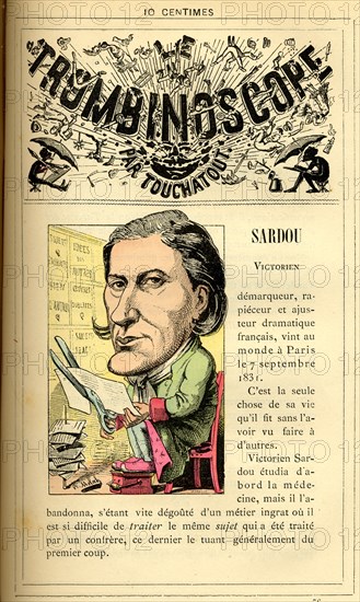Caricature of Victorien Sardou, in : "Le Trombinoscope"
