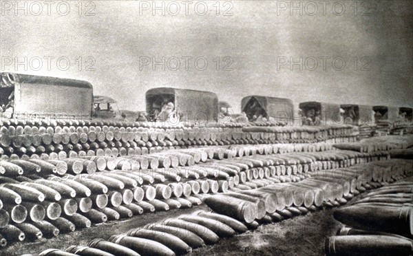 World War I. Large shell munitions dump in Verdun