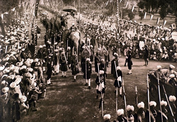 Le cortege nuptial du rajah de Mandi a Kapurthala, le 5 fevrier 1923.