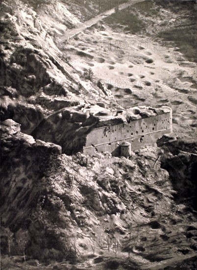 World War I. 
Fort Malborghetto in Austria, after bombings by Italian guns (1916)