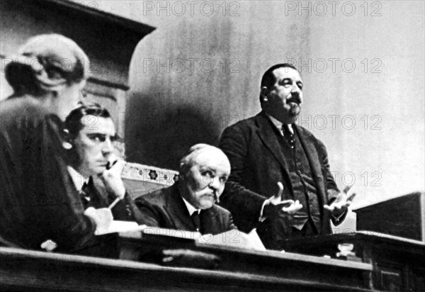 Mr. Léon Jouhaux, General Secreatry of the C.G.T., delivering a speech at the League of Nations