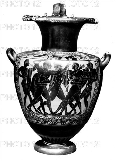 Vase représentant une scène de combat (lutte)