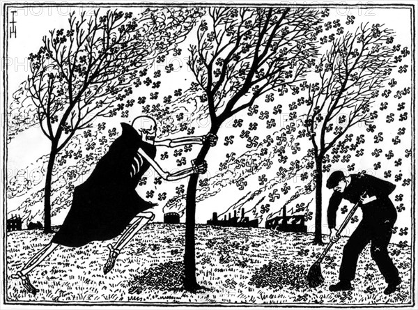 Satirical cartoon by Heinrich Heine. German fall