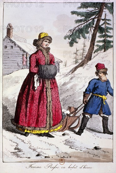 Atkinson, Femme russe dans un costume d'hiver traditionnel