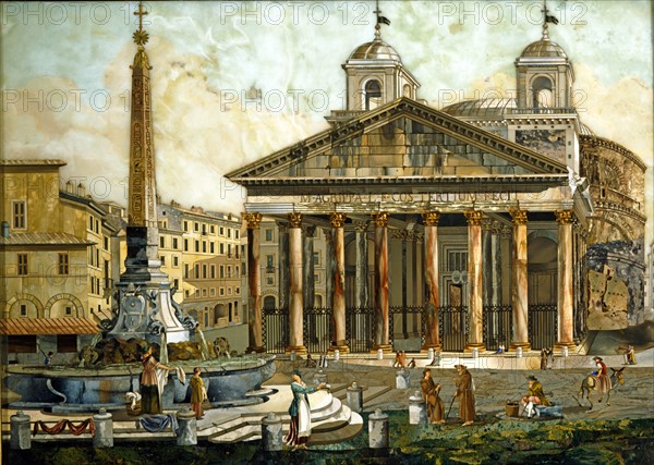 View of the Pantheon in Rome (hard stone mosaic)