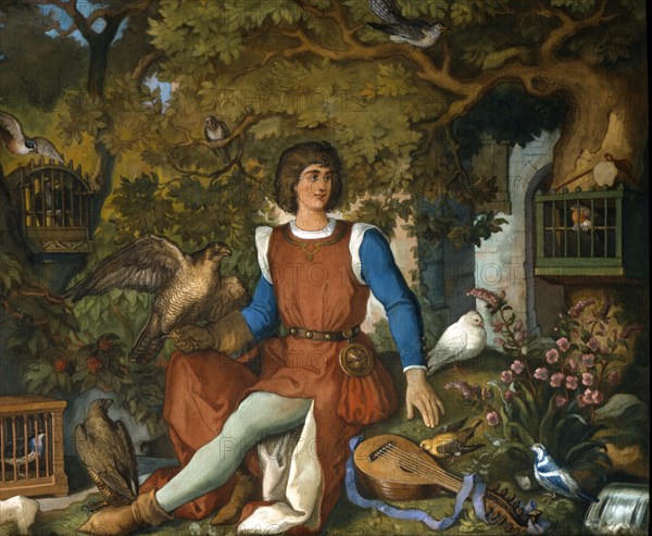 Eduard Karl Ille, Les oiseaux enseignent l'art du chant au Minnesänger Walter von der Vogelweide