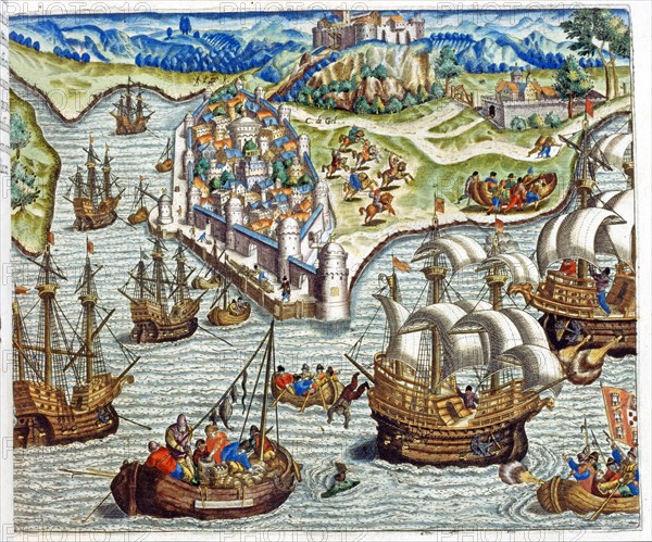 Théodore de Bry, Départ du port de Lisbonne des convois navals vers l'Amérique