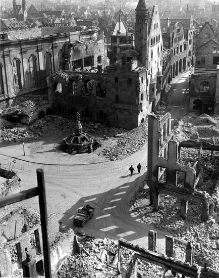 Bomb-blasted city of Worms (Germany) March 21, 1945