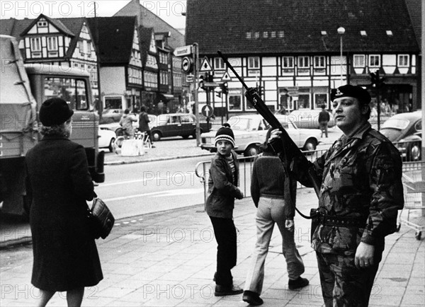 British soldiers secure buildings of their armed forces