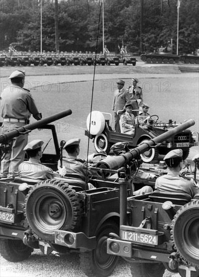 Town major Binoche at military parade on French national day in Berlin