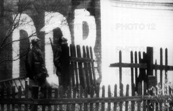 French soldiers at "GDR water tower" at train station Gesundbrunnen in Berlin