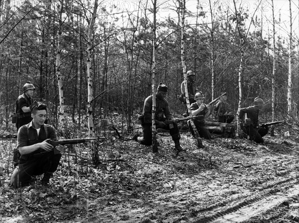 Manoeuvre of allied troops in Grunewald in Berlin