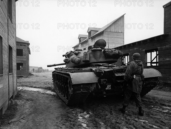 Manoeuvre of US army in ghost village Parks Range in Berlin