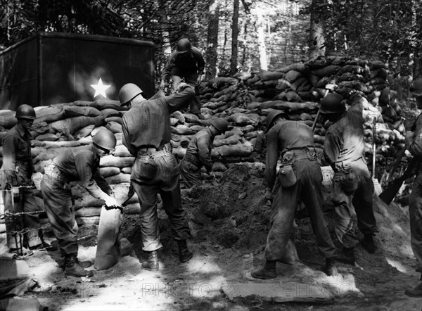 Sandbag protection at US maneuver in Germany