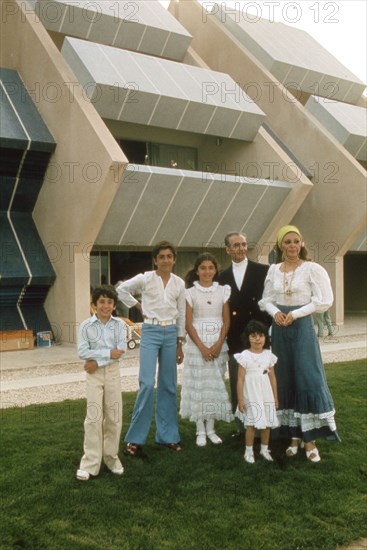 Mohammad Reza Shah Pahlavi and his family on holidays at Kish Island; 1975