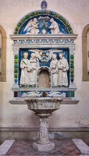 Montepulciano, Duomo (Cathedral of S. Maria Assunta), the interior, first chapel of the left nave: Baptismal font by Giovanni d'Agostino and Altar of the Lilies by Andrea della Robbia, ca. 1512.
Chiesa di Sant'Agostino, Montepulciano (SI), Toscana - Tuscany, Italia - Italy