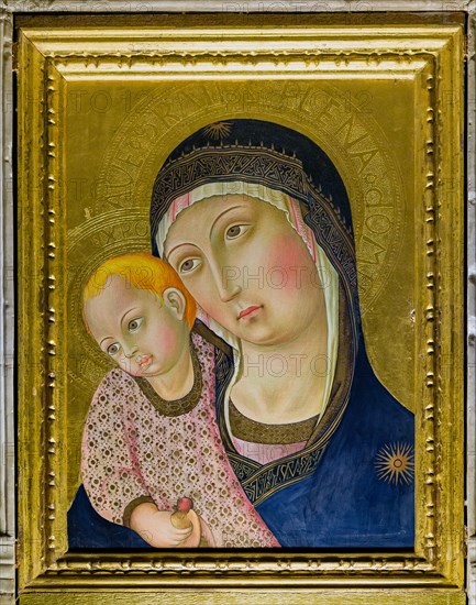 Montepulciano, Duomo (Cathedral of S. Maria Assunta): “Madonna of the Pillar”,  tempera and gold panel by Sano di Pietro (Ansano di Pietro di Domenico), 1450-1460.
Chiesa di Sant'Agostino, Montepulciano (SI), Toscana - Tuscany, Italia - Italy