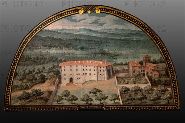 Medici Villa La Petraia: “the Medici villa of Montevettolini” in Monsummano Terme, in the lunette “Veturino Mountain”, one of the fourteen lunettes by Giusto Utens, Italianized name of Iustus van Utens, 1599-1602. The lunettes present idyllic aerial views of calligraphic precision, very decorative and precious evidence of the appearance of these buildings in the past. They were painted for the Medici villa of Artimino as an "inventory" (today we would say "cadastre") of the possessions of the Grand Duke Ferdinando I de' Medici, and after various moves, they are preserved today in the Villa La Petraia. Originally there were 17, but only 14 have reached us.
Villa medicea La Petraia, Firenze (FI) - Florence, Toscana - Tuscany, Italia - Italy