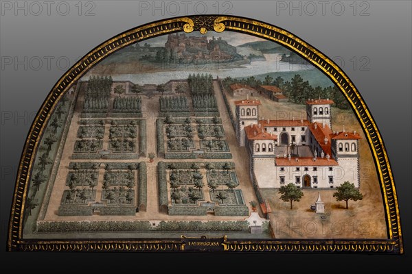 Medici Villa La Petraia: “the Medici villa L’ambrogiana”, in the lunette called “L’Ambrogiana”, one of the fourteen lunettes by Giusto Utens, Italianized name of Iustus van Utens, 1599-1602. This villa is located near Montelupo fiorentino.
The lunettes present idyllic aerial views of calligraphic precision, very decorative and precious evidence of the appearance of these buildings in the past. They were painted for the Medici villa of Artimino as an "inventory" (today we would say "cadastre") of the possessions of the Grand Duke Ferdinando I de' Medici, and after various moves, they are preserved today in the Villa La Petraia. Originally there were 17, but only 14 have reached us.
Villa medicea La Petraia, Firenze (FI) - Florence, Toscana - Tuscany, Italia - Italy