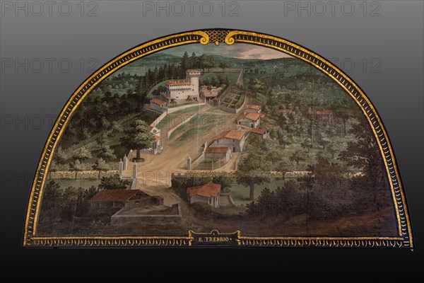 Medici Villa La Petraia: “the Medici villa del Trebbio”, in the lunette called “Il Trebbio”, one of the fourteen lunettes by Giusto Utens, Italianized name of Iustus van Utens, 1599-1602. This villa is located in San Piero a Sieve.
The lunettes present idyllic aerial views of calligraphic precision, very decorative and precious evidence of the appearance of these buildings in the past. They were painted for the Medici villa of Artimino as an "inventory" (today we would say "cadastre") of the possessions of the Grand Duke Ferdinando I de' Medici, and after various moves, they are preserved today in the Villa La Petraia. Originally there were 17, but only 14 have reached us.
Villa medicea La Petraia, Firenze (FI) - Florence, Toscana - Tuscany, Italia - Italy