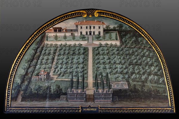 Medici Villa La Petraia: “the Medici villa of Marignolle”, in the lunette called “Marignolle”, one of the fourteen lunettes by Giusto Utens, Italianized name of Iustus van Utens, 1599-1602. This villa is located on the hills between Soffiano and Galluzzo near Florence. The lunettes present idyllic aerial views of calligraphic precision, very decorative and precious evidence of the appearance of these buildings in the past. They were painted for the Medici villa of Artimino as an "inventory" (today we would say "cadastre") of the possessions of the Grand Duke Ferdinando I de' Medici, and after various moves, they are preserved today in the Villa La Petraia. Originally there were 17, but only 14 have reached us.
Villa medicea La Petraia, Firenze (FI) - Florence, Toscana - Tuscany, Italia - Italy