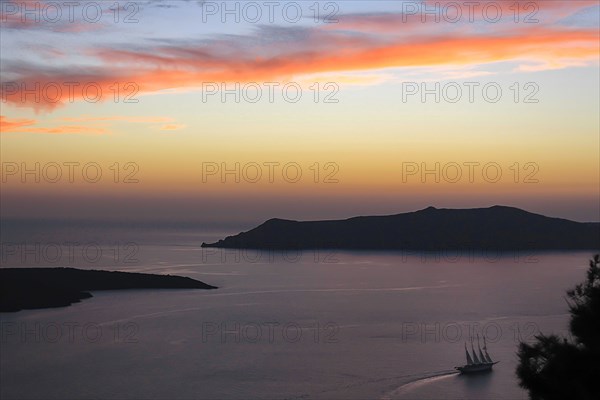 Sunset on the caldeira of Santorini, Greece