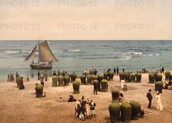 Beach Scene, Scheveningen, Holland, Photochrome Print, Detroit Publishing Company, 1900