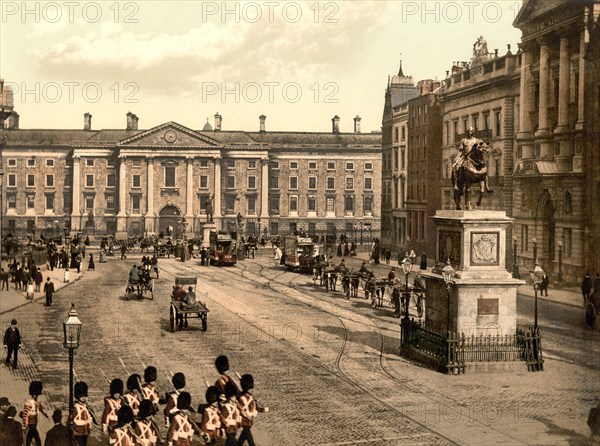 College Green, Dublin, Ireland, Photochrome Print, Detroit Publishing Company, 1900