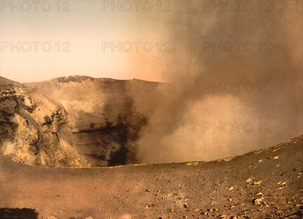 Crater, Mount Vesuvius, Naples, Italy, Photochrome Print, Detroit Publishing Company, 1900