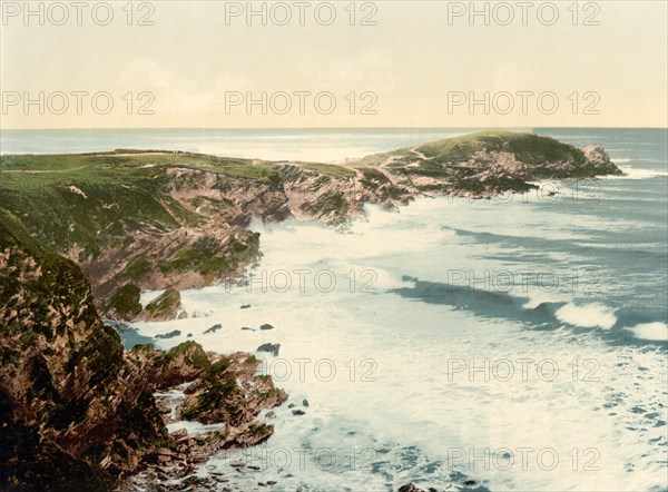 Towan Head, Newquay, Cornwall, England, Photochrome Print, Detroit Publishing Company, 1900