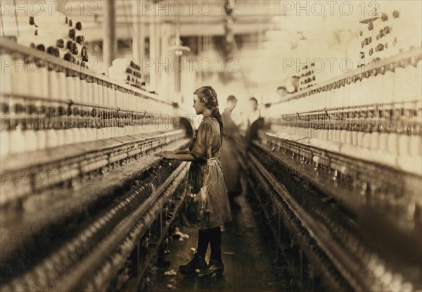 Young Spinner, Mollahan Mills, Newberry, South Carolina, USA, Lewis Hine for National Child Labor Committee, December 1908