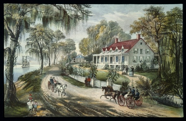 A Home on the Mississippi, Currier & Ives, Lithograph, 1871