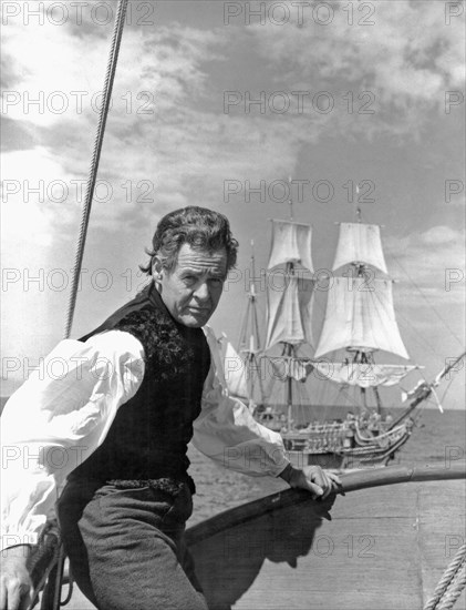 Robert Ryan, on-set of the Film, "Billy Budd" directed by Peter Ustinov, 1962