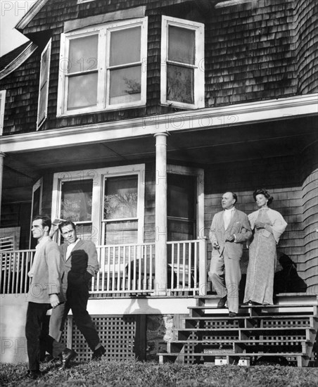 Dean Stockwell, Jason Robards, Ralph Richardson, Katharine Hepburn, on-set of the Film, "Long Day's Journey into Night", 1962