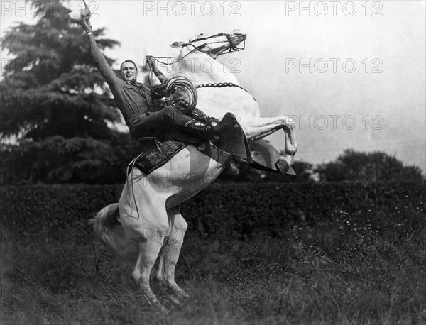 Ken Maynard, on-set of the Silent Film "Senor Daredevil", 1926