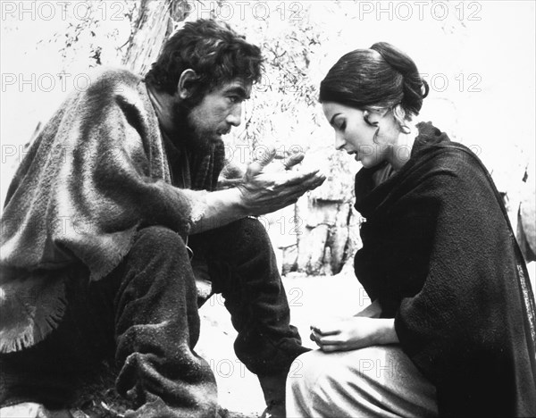 Anthony Quinn, Silvana Mangano, on-set of the Film "Barabbas", 1961