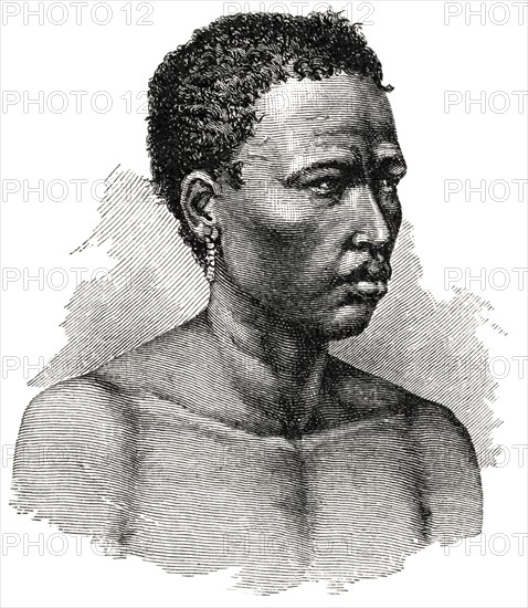 Young Bushman, Lake Ngami Region, Botswana, Africa, Illustration, 1885